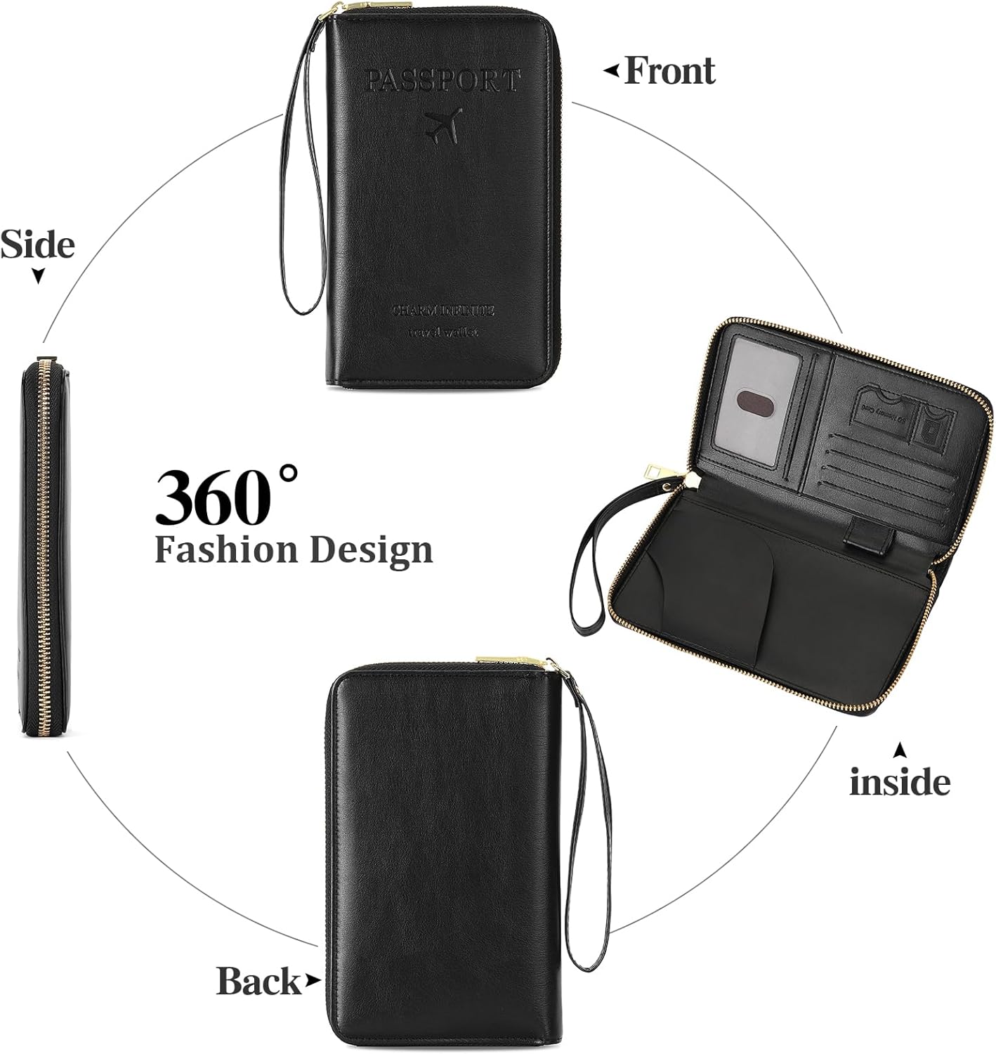EHIW Passport Holder for Travel Essentials, Passport Wallet Cover Case for Travel Must Haves Accessories,Passport Book Holders for Women and Men(black)
