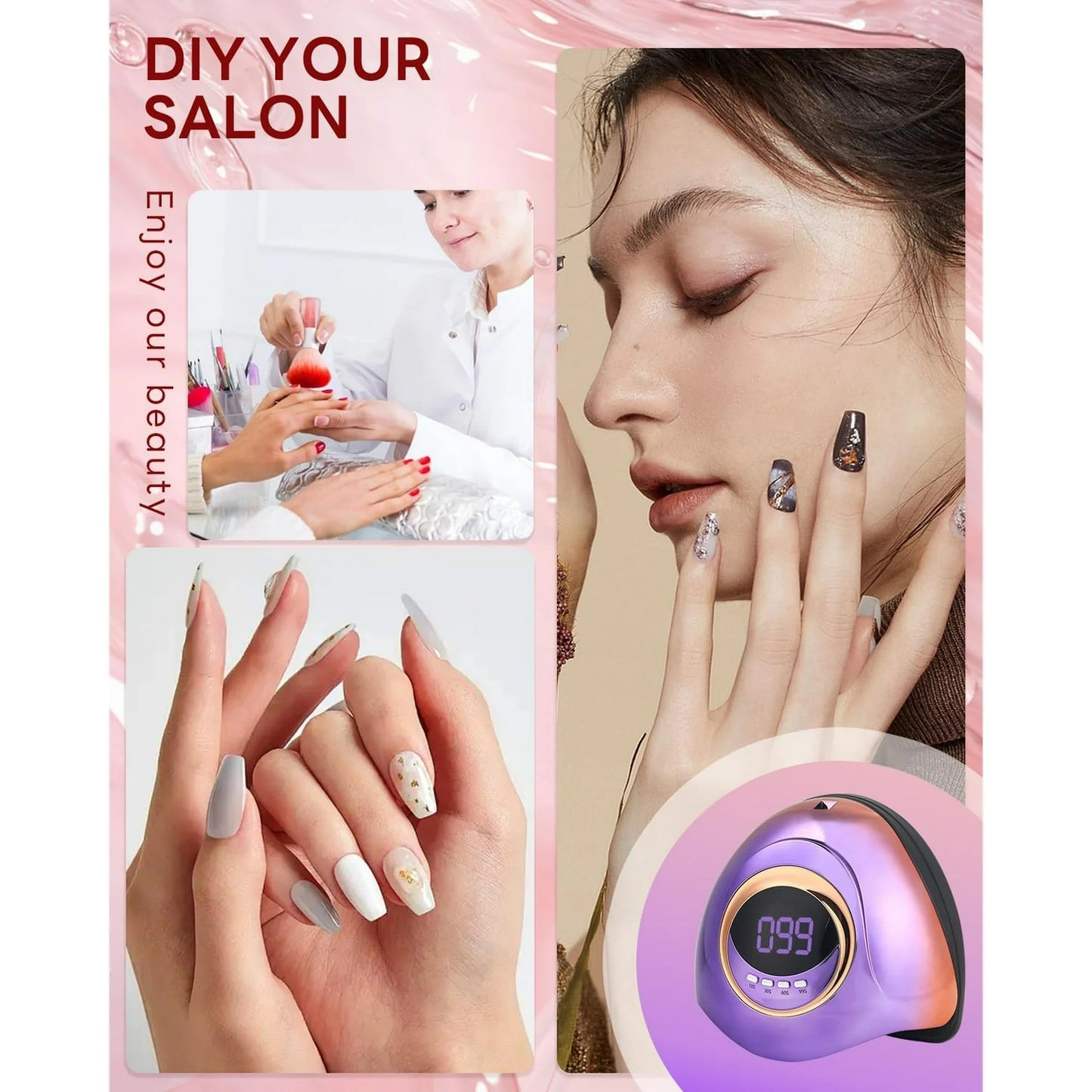 IDFINE UV Nail Led Lamp, 280W UV Light for Gel Nails with 66 Lamp Beads Nail Lamps 4 Timer Setting & Auto Sensor, Professional UV Led Light Nail Dryer for Curing Gel Polish UV Lamp for Salon Home