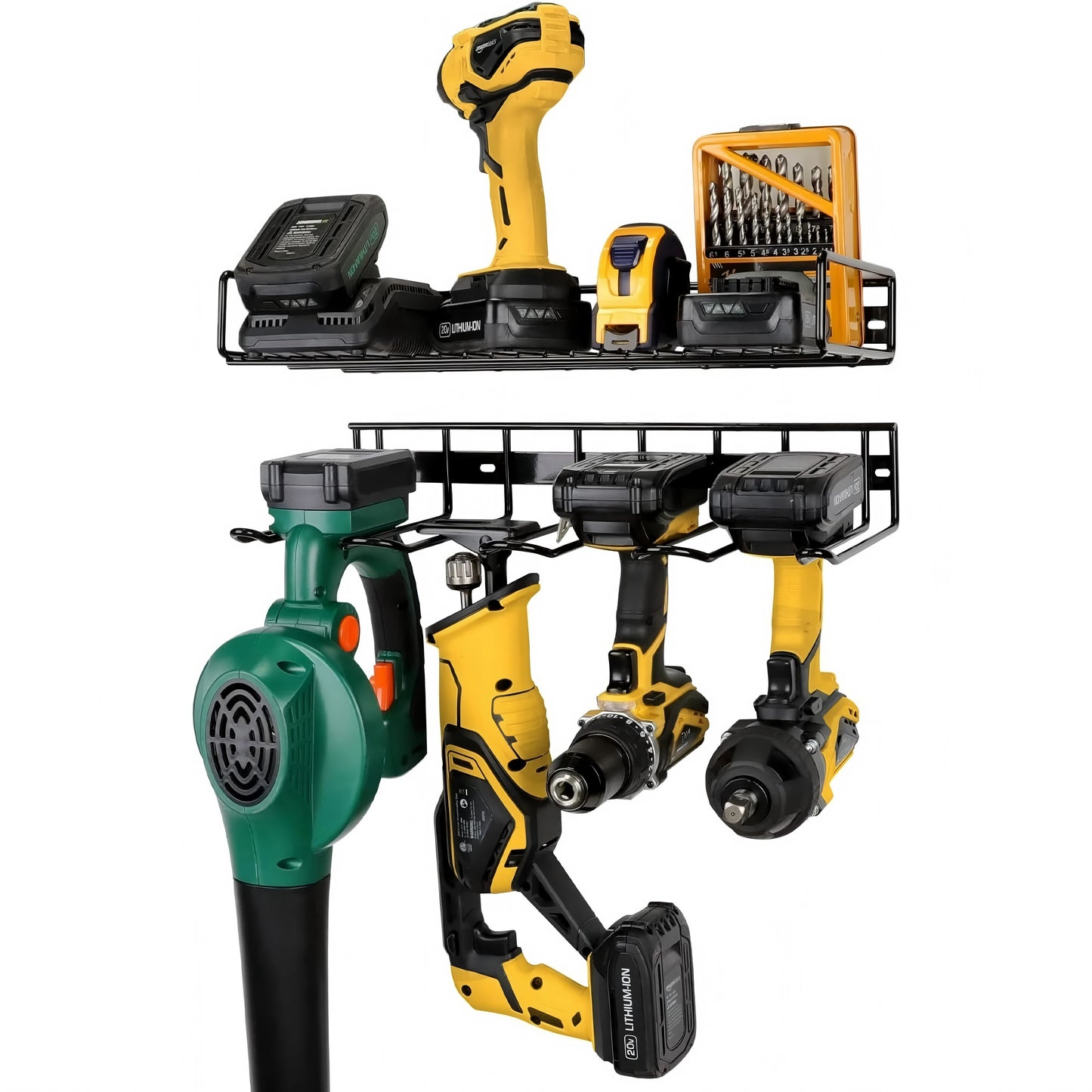 Euur Power Tool Organizer Wall Mounted - Wall Mount Style for Power Drill Tool Holder Organizers and Storage Rack for Heavy Duty Tool Shelf Garage Organization with 4 Drill Holders