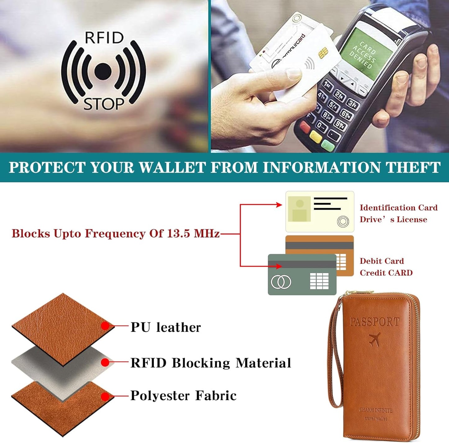 EHIW Passport Holder for Travel Essentials, Passport Wallet Cover Case for Travel Must Haves Accessories,Passport Book Holders for Women and Men(brown)