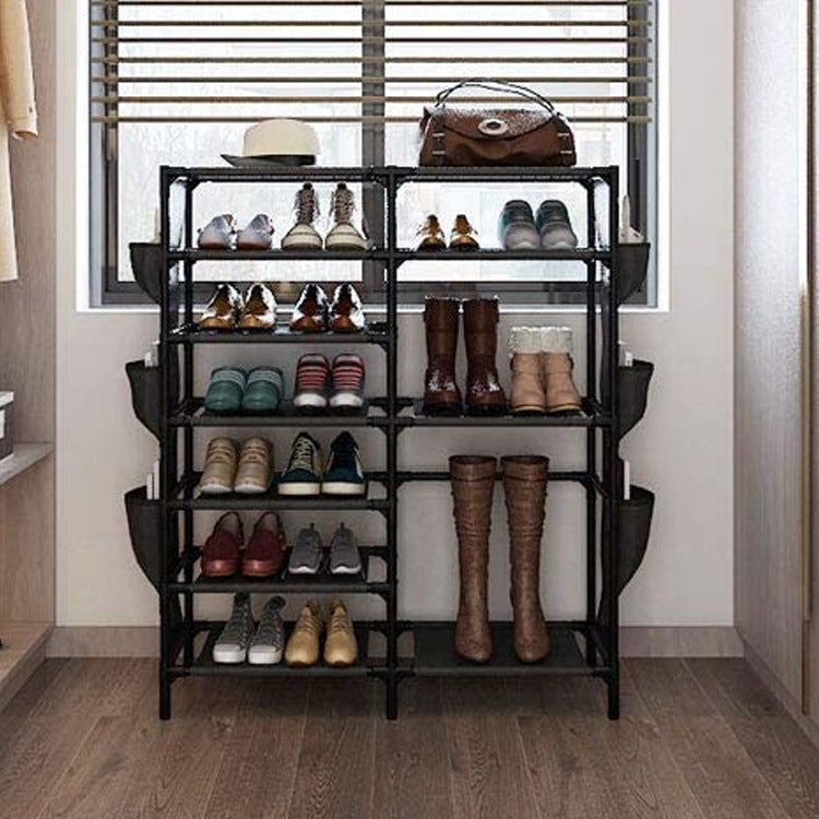 7 Tiers Shoe Rack Shoe Shelf Shoe Storage Organizer with Side Hooks for Entryway, 24-30 Pairs Metal Shoe Rack Taller Shoes Boots Organizer