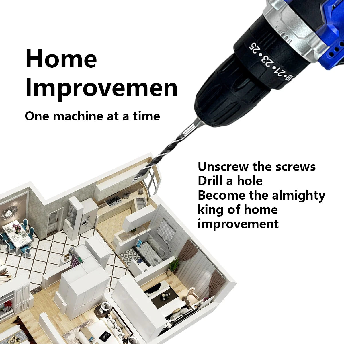 Cordless Drill, 21V Power Drill Set, 25+1 Position Adjustable Torque Electric Drill, 2-Speed Transmission For Screwdriving And Drilling, Blue