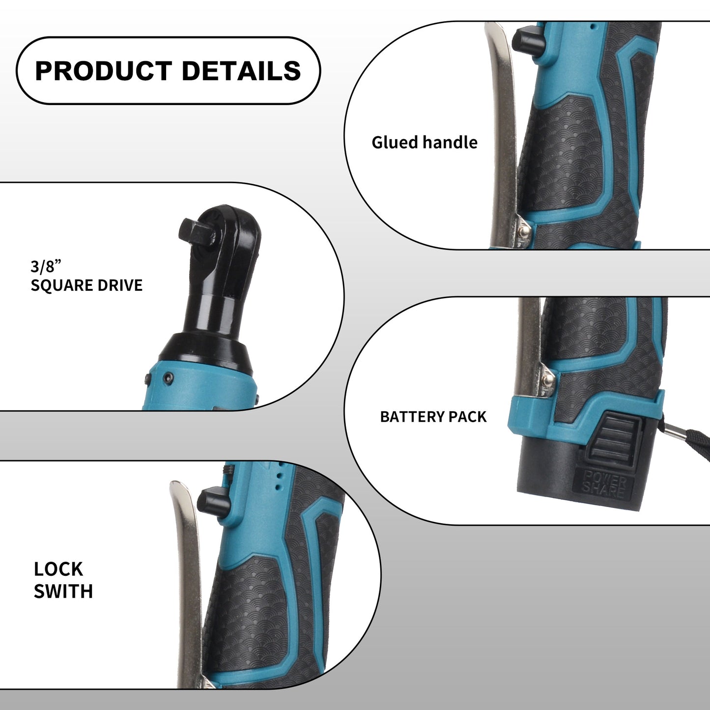 Euur Cordless Electric Ratchet Wrench Set, 3/8" 16.8V Power Ratchet Tool Kit With 2 Packs 2000mAh Lithium-Ion Battery And Charger