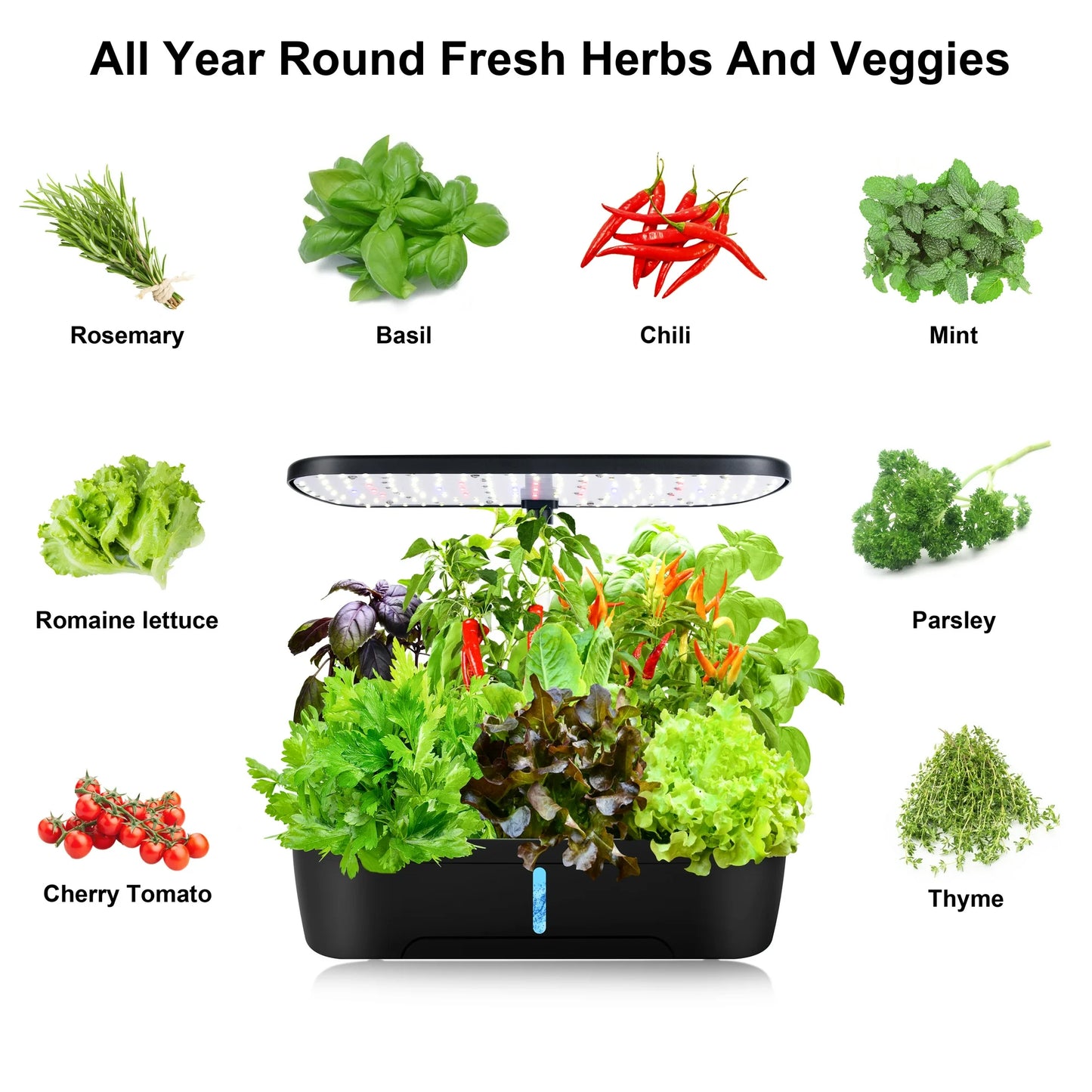 12 Pods Hydroponics Growing System, OHHSUN Indoor Herb Garden Kit with LED Grow Light Quiet Smart Water Pump Automatic Timer Healthy Fresh Herbs Vegetables - Hydroponic Planter for Home Kitchen