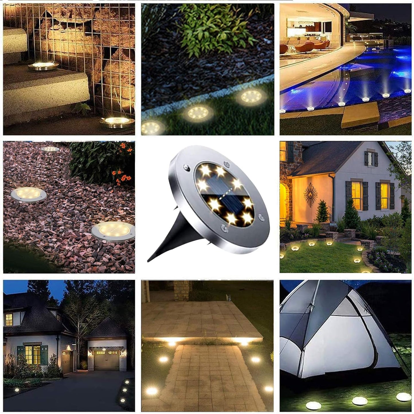 Euur Solar Ground Lights, Waterproof Solar Garden Lights, Upgraded Outdoor Garden Waterproof Bright in-Ground Lights, Landscape Lights for Pathway,Yard,Deck,Lawn,Patio,Walkway (12 Pack Warm Light)