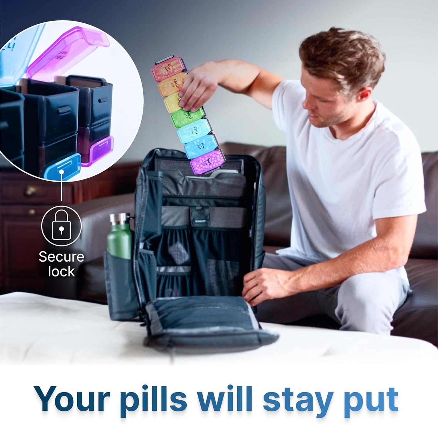 Extra Large Weekly Pill Organizer 2 Times a Day - XL Pill Case Am Pm - Big Pill Box 7 Day Oversized Daily Vitamin Organizer Jumbo Pill Container Twice a Day Medicine Supplement Dispenser Rainbower Twice a Day Medicine Supplement Dispenser Rainbow