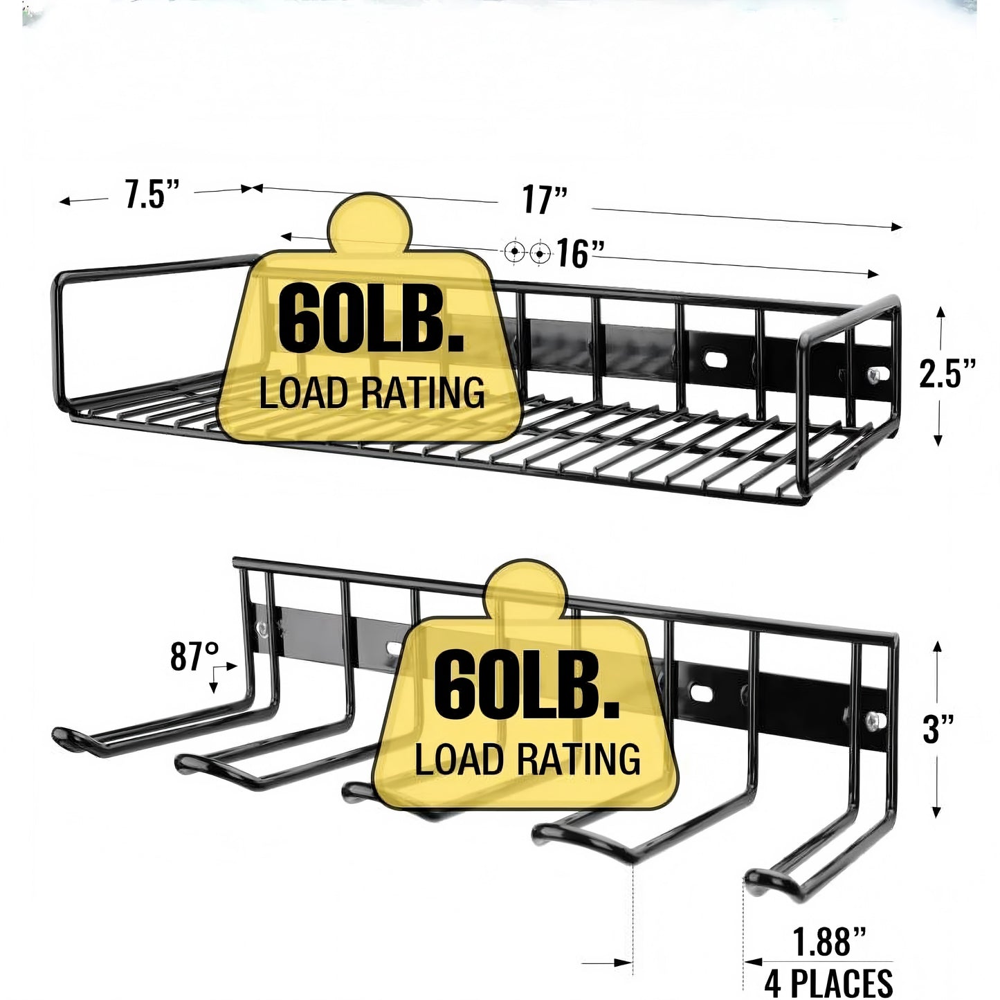 Euur Power Tool Organizer Wall Mounted - Wall Mount Style for Power Drill Tool Holder Organizers and Storage Rack for Heavy Duty Tool Shelf Garage Organization with 4 Drill Holders