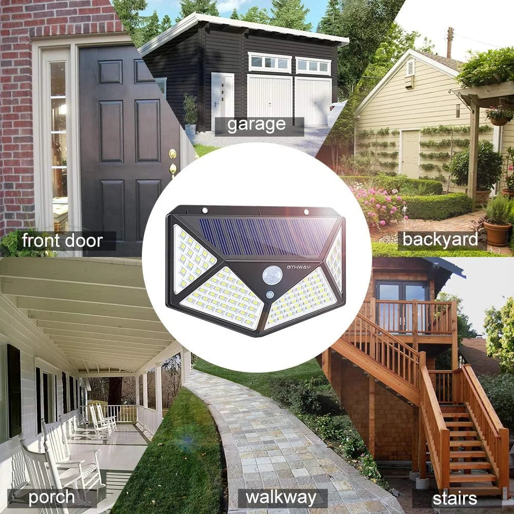 Euur 4 Pack Solar Lights Outdoor, 3 Modes/100LED Solar Security Lights Wireless IP65 Waterproof Solar Motion Lights Outdoor Solar Wall Lights Outdoor Lights for Front Door, Backyard, Garage, Deck…