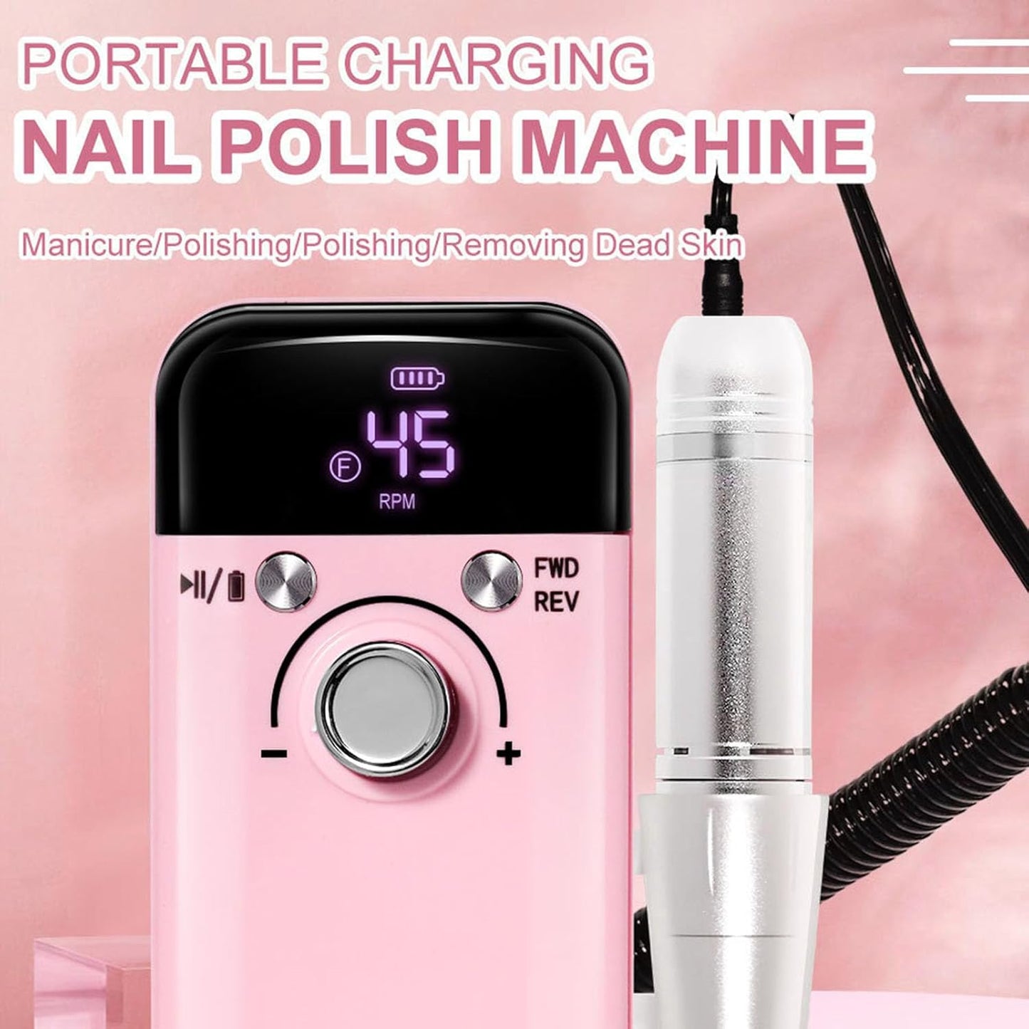 IDFINE Electric Nail Drill Professional 45000RPM, Rechargeable Nail Drill Kit Portable Electric Nail File for Acrylic Nails Gel Polishing Removing Nail Drill Machine for Manicure Salon Home