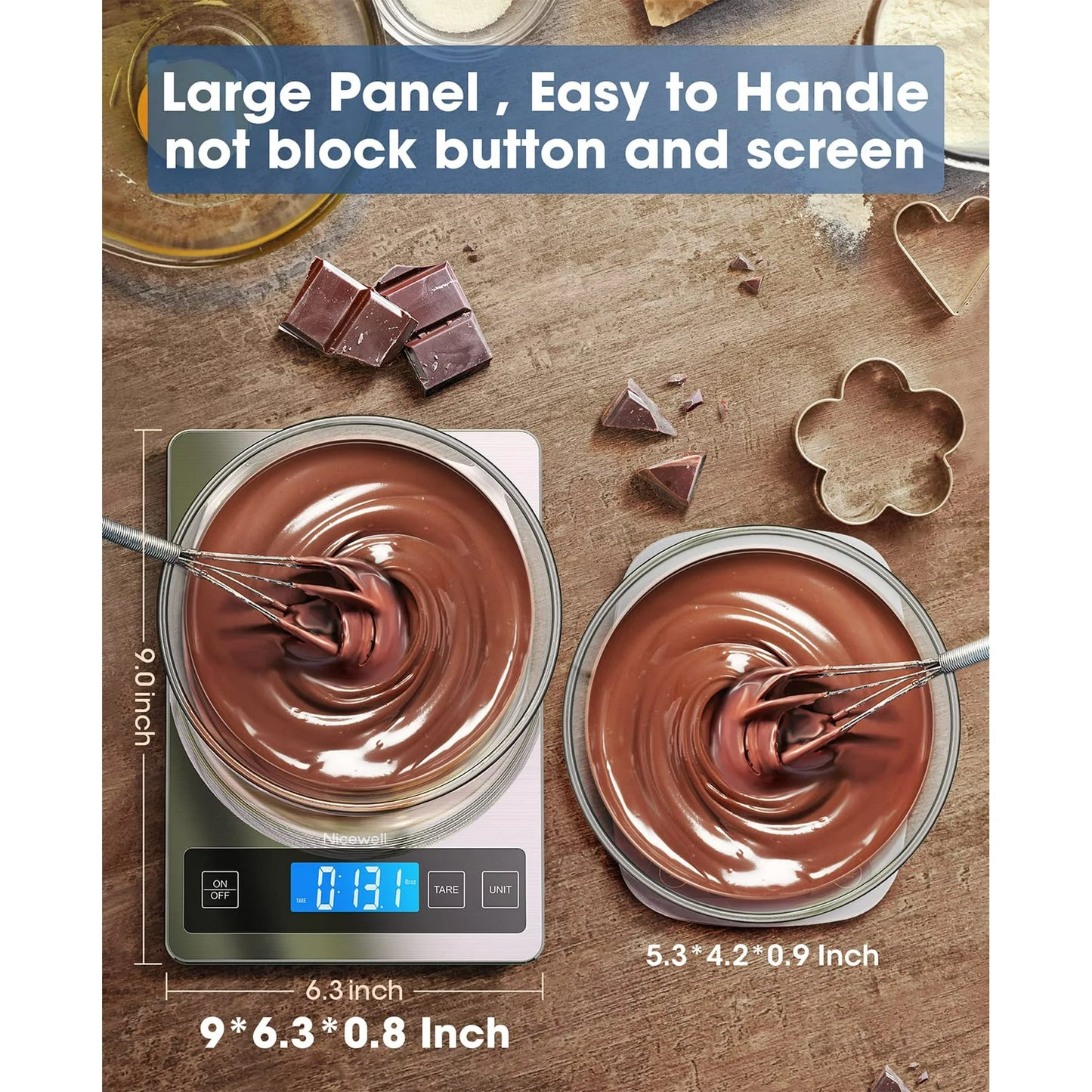 LVL Food Scale, 22lb Digital Kitchen Scale Weight Grams and oz for Cooking Baking, 1g/0.1oz Precise Graduation, Stainless Steel and Tempered Glass (Ash Silver)