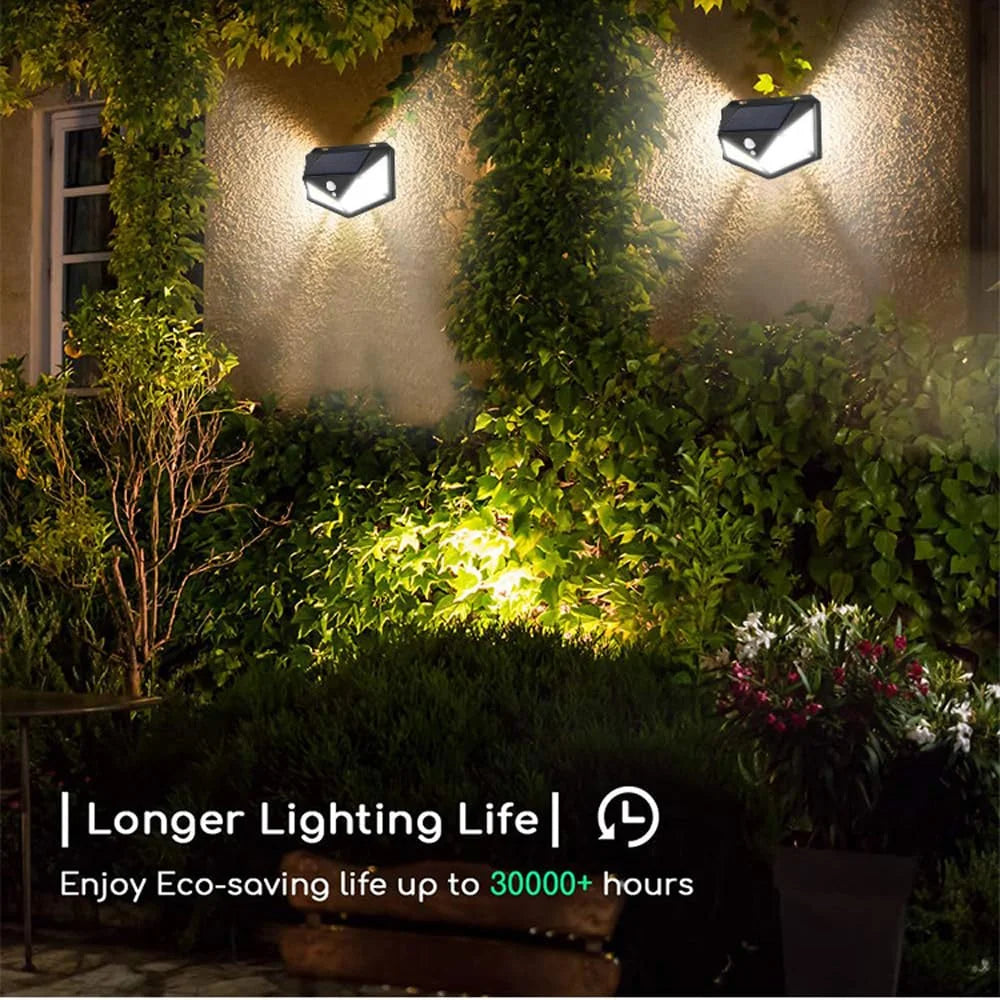 Euur 4 Pack Solar Lights Outdoor, 3 Modes/100LED Solar Security Lights Wireless IP65 Waterproof Solar Motion Lights Outdoor Solar Wall Lights Outdoor Lights for Front Door, Backyard, Garage, Deck…