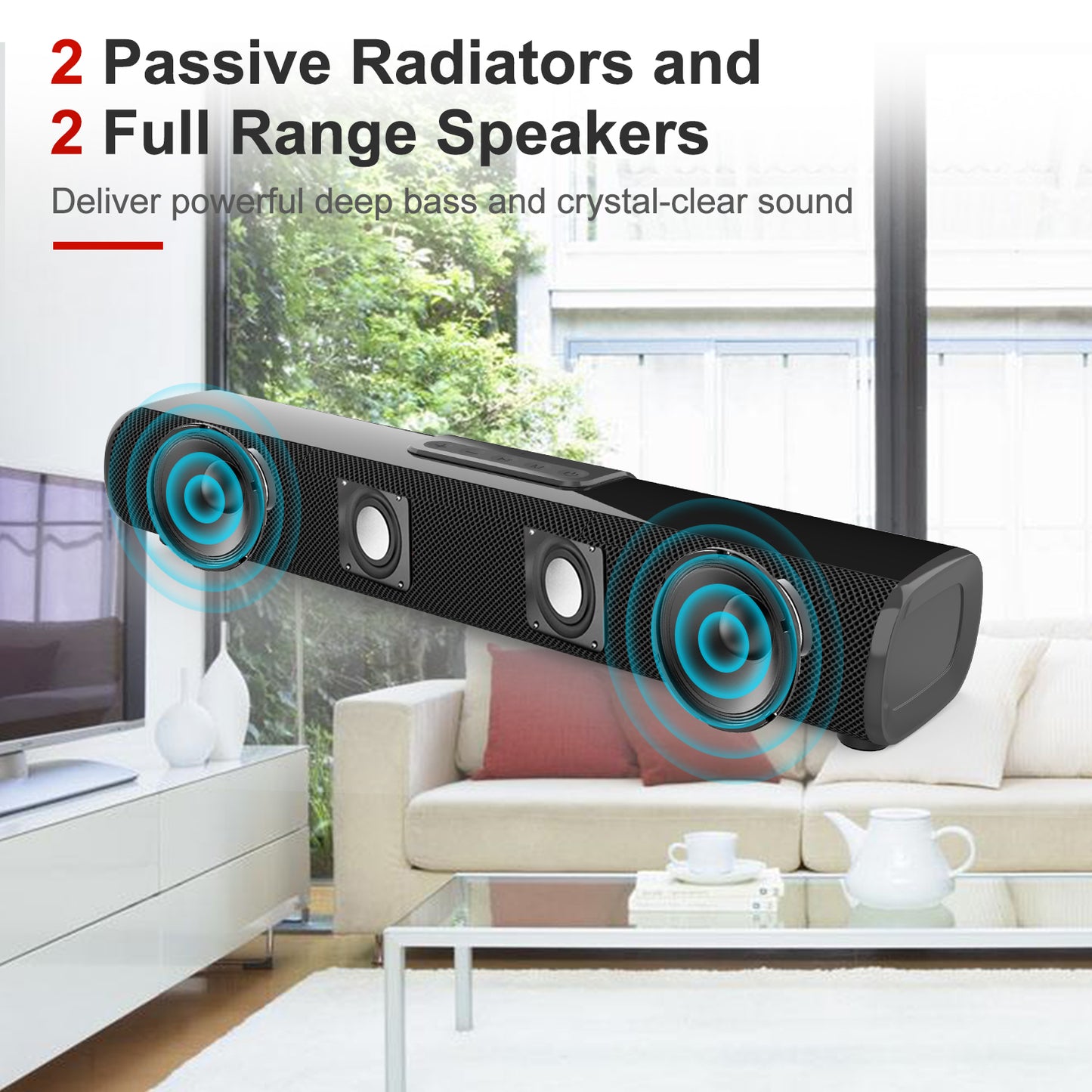 TV Speaker - Soundbar for TV with Bluetooth and HDMI-ARC Connectivity, Black, Includes Remote Control