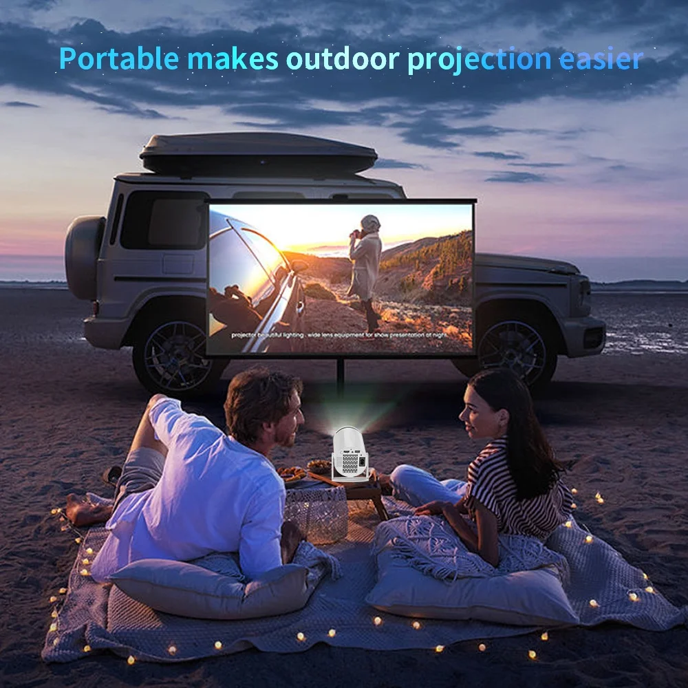 Mini Projector with WIFI 6 and Bluetooth, 4K 1080P Support Portable Projector 180° Rotatable 130'' Screen Movie Projector Auto Keystone Compatible for Laptop, PC, Smartphone (White)