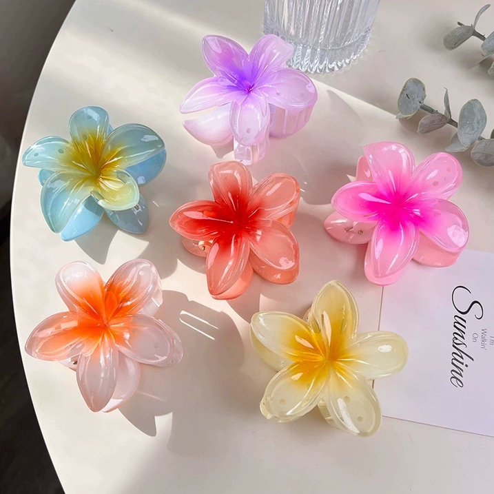 EHIW Flower Hair Claw Clips-6PCS Large Claw Clips for Thick Hair,Strong Hold Nonslip Hair Clips for Women,Hawaiian Flower Claw Clips,Cute Hair Clips,Banana Clip for Thin Hair,Hair Accessories for