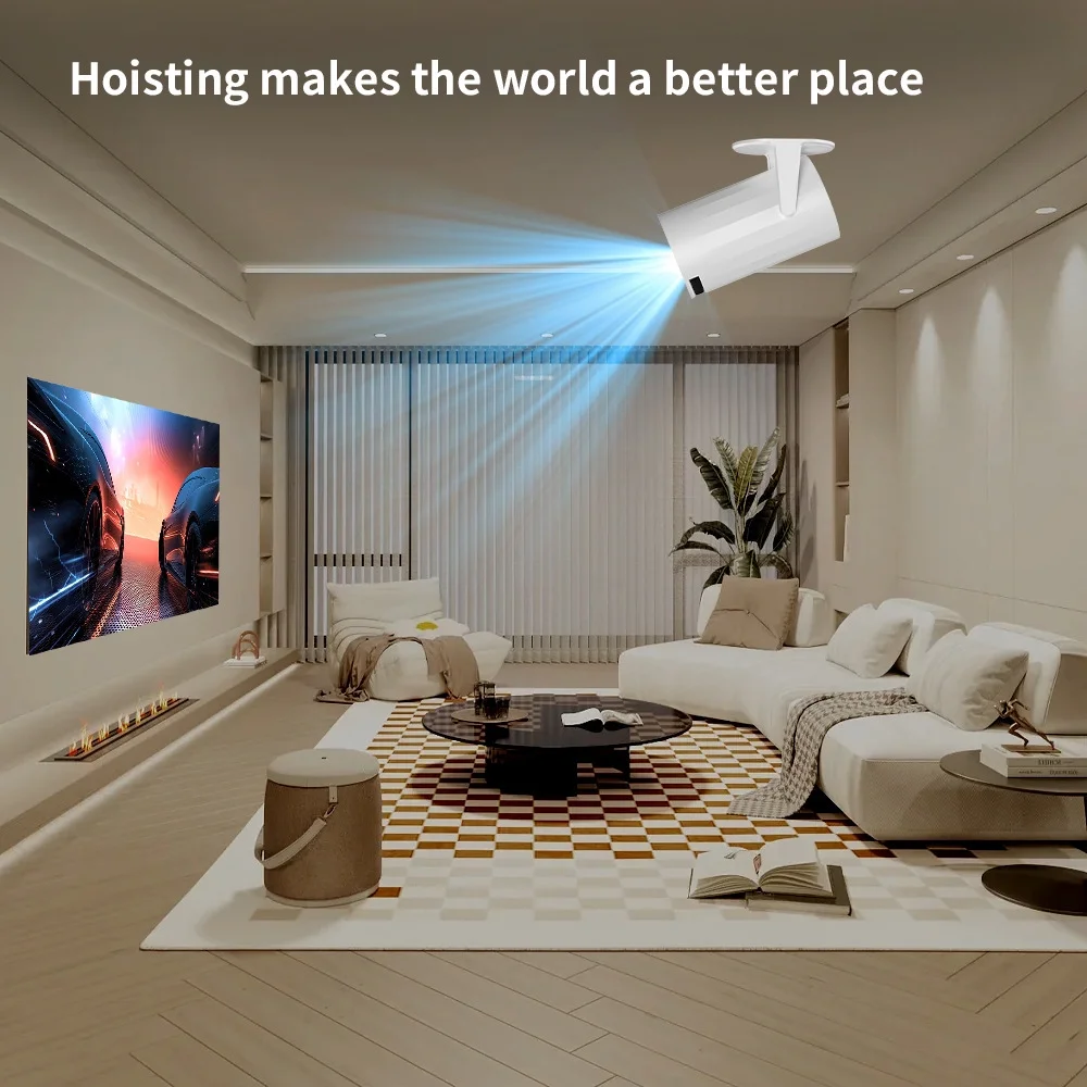 Mini Projector with WIFI 6 and Bluetooth, 4K 1080P Support Portable Projector 180° Rotatable 130'' Screen Movie Projector Auto Keystone Compatible for Laptop, PC, Smartphone (White)