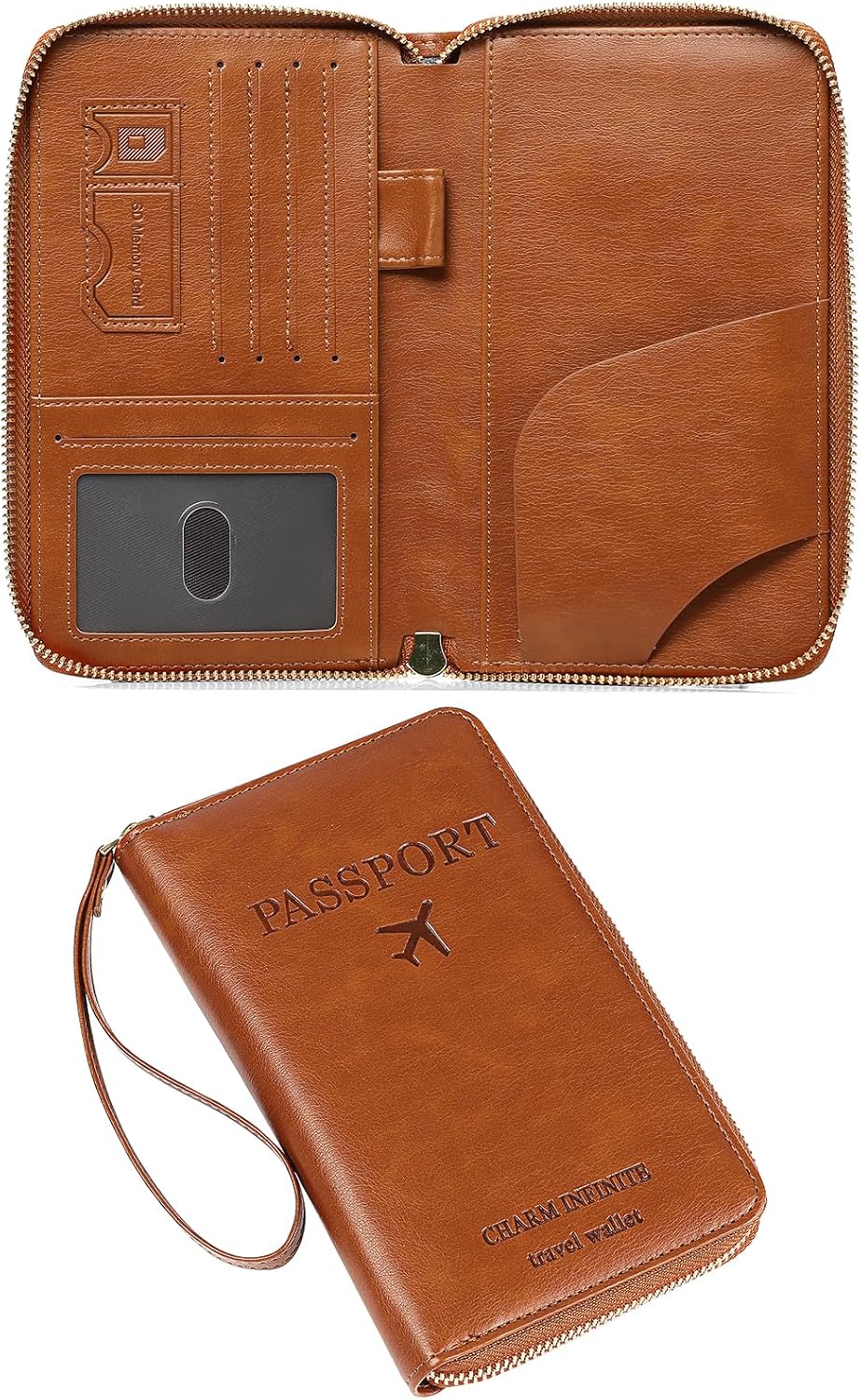 EHIW Passport Holder for Travel Essentials, Passport Wallet Cover Case for Travel Must Haves Accessories,Passport Book Holders for Women and Men(brown)