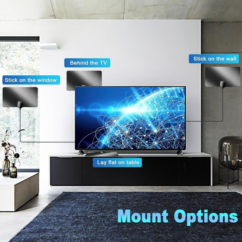 LOOKFUN Digital TV Antenna with 360° Signal Booster Long 400 Miles Reception Support 4K 1080p Smart Television with 16.4ft Coaxial HDTV Cable for Local Channels
