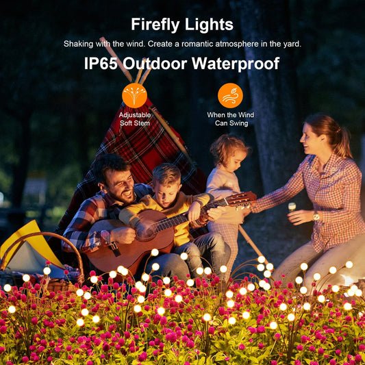 Euur Solar Lights Outdoor(4-Pack, 32 LEDs), Euur Solar Garden Lights, Outdoor Decorations, Firefly Light for Patio Decor, Big Bulb, Unique Gifts for Women, Gifts for Grandma