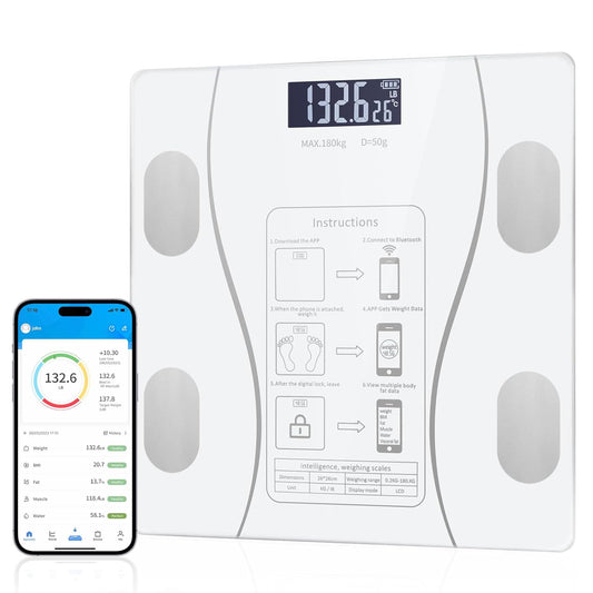 Digital Bathroom Scales Smart Body Fitness Compositions Health Analyzer,13 Body Composition Analyzer Sync Weight Scale BMI Health Monitor Sync Apps - Black