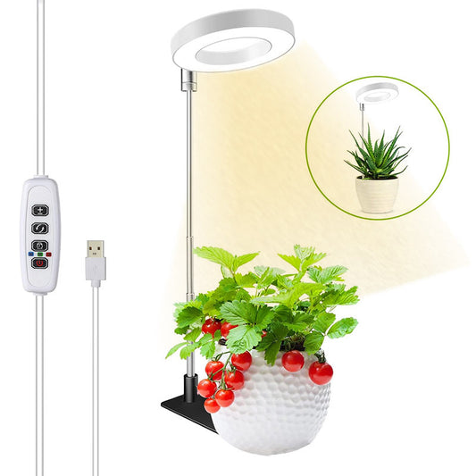 Plant Grow Light, LED Growing Light for Indoor Plants, Full Spectrum Desk Growth Lamp w/ Automatic Timer(3/9/12Hrs) & Height Adjustable, 10 Dimmable Brightness for Small Plants, 2 Packs, White
