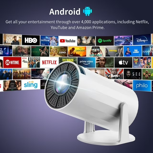Mini Projector with WIFI 6 and Bluetooth, 4K 1080P Support Portable Projector 180° Rotatable 130'' Screen Movie Projector Auto Keystone Compatible for Laptop, PC, Smartphone (White)