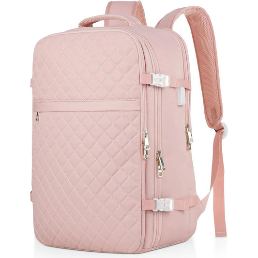 Fashion Backpack For Women And Men, Flight Approved Carry On Backpack, Water Resistant Large Casual Daypack Fit 17 Inch Laptop with USB Charging Port, The Best Gift Choice For Christmas, Pink