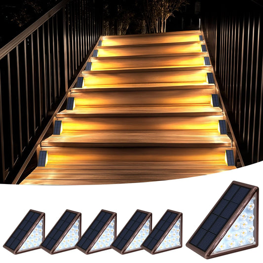 Euur Solar Step Lights for Outside Waterproof IP67, Outdoor Stair Light 6 Pack, Solar Stair Lights Outdoor LED Outdoor Step Lights Decor for Deck, Front Step, Patio, Garden