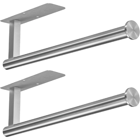 Paper Towel Holders for Kitchen,Paper Towels Bulk- Self-Adhesive Under Cabinet,Both Available in Adhesive and Screws,Stainless Steel，2 Pack