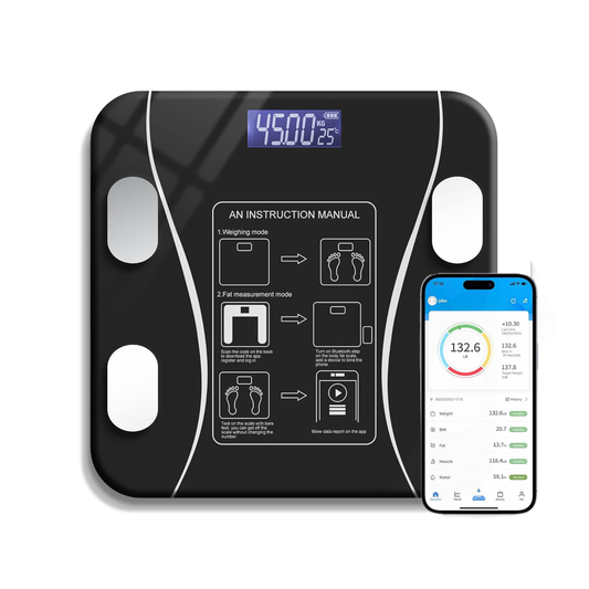 Digital Bathroom Scales Smart Body Fitness Compositions Health Analyzer,13 Body Composition Analyzer Sync Weight Scale BMI Health Monitor Sync Apps - Black
