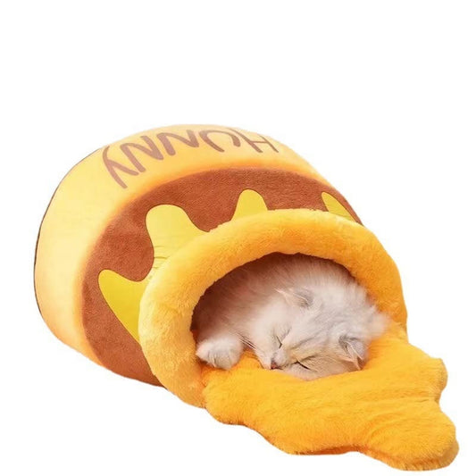 Cat Bed Honey Pot Cat Bed for Indoor - Comfortable Memory Foam Pet Furniture with Cat House Tent - with Removable Washable Cushioned Pillow, Cute Soft Self Warming Kitten beds for Breeds-Large