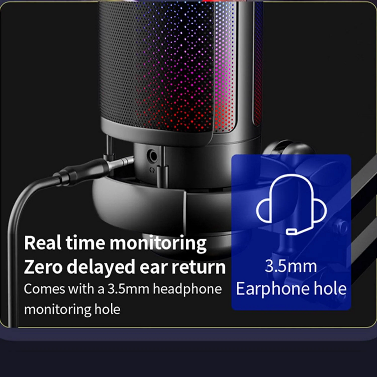 Gaming USB Microphone for PC，Podcast Microphone Kit for Streaming, Condenser Mic with Quick Mute, Boom Arm, Pop Filterm, RGB Indicator, Shock Mount, Rotate gain Button, Compatible with PS4/5/PC