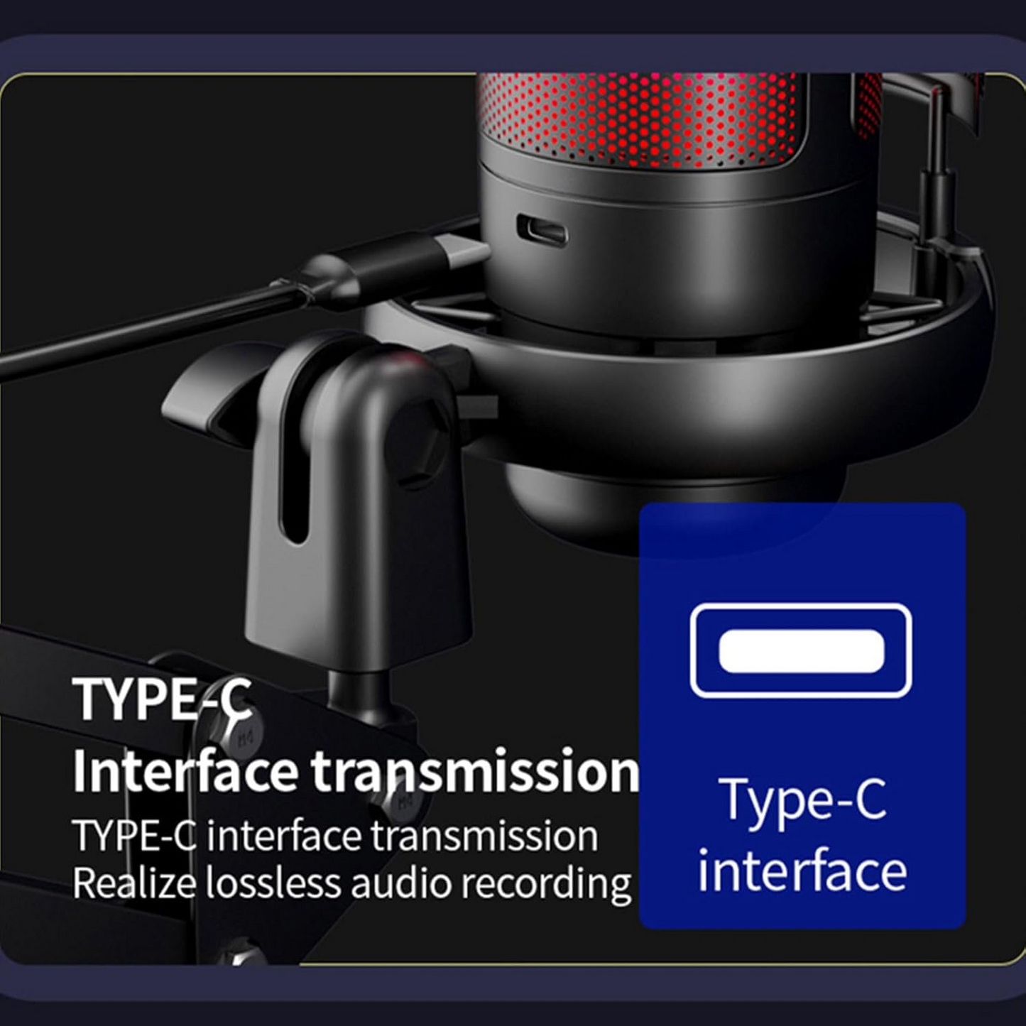 Gaming USB Microphone for PC，Podcast Microphone Kit for Streaming, Condenser Mic with Quick Mute, Boom Arm, Pop Filterm, RGB Indicator, Shock Mount, Rotate gain Button, Compatible with PS4/5/PC