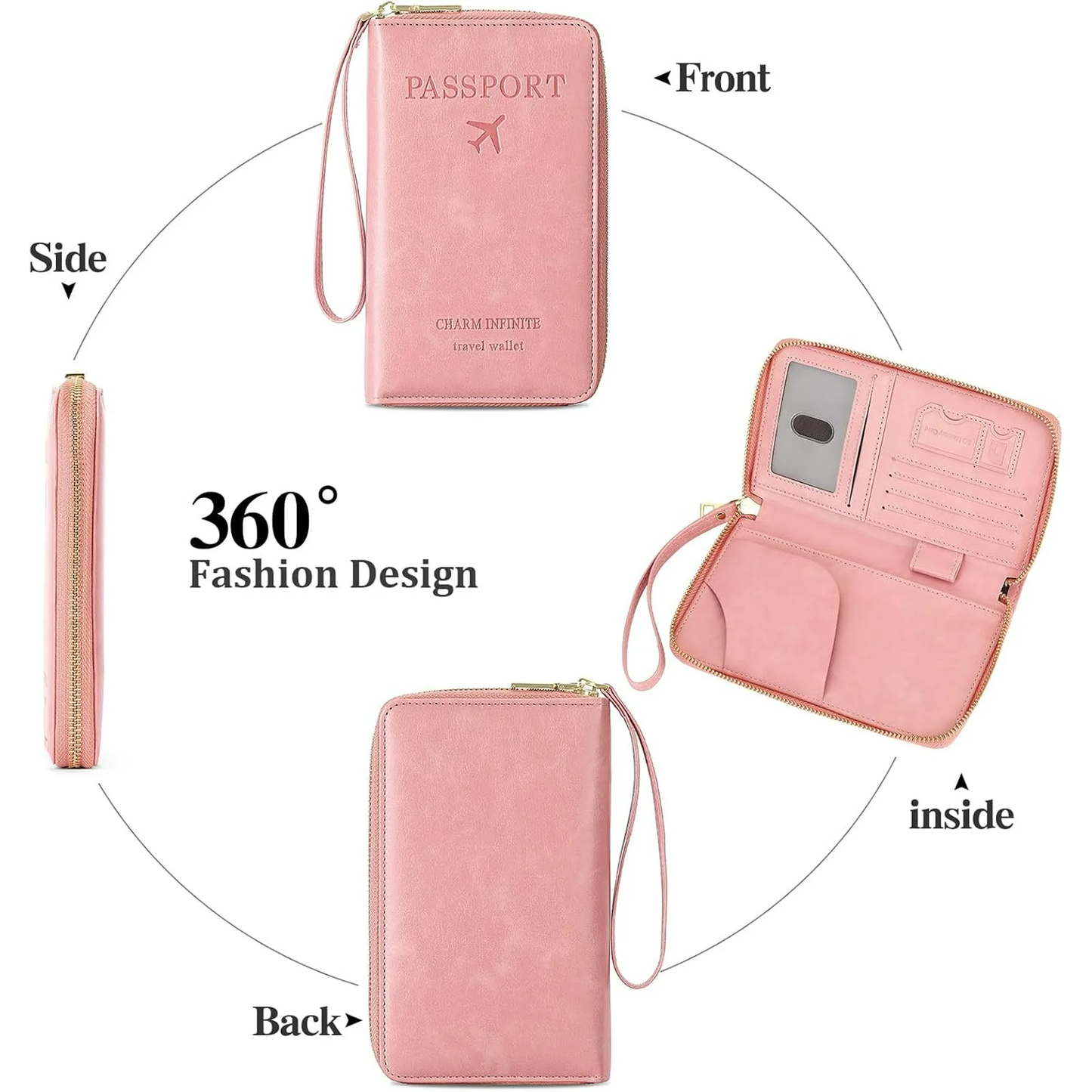 EHIW Passport Holder for Travel Essentials, Passport Wallet Cover Case for Travel Must Haves Accessories,Passport Book Holders for Women and Men(pink)
