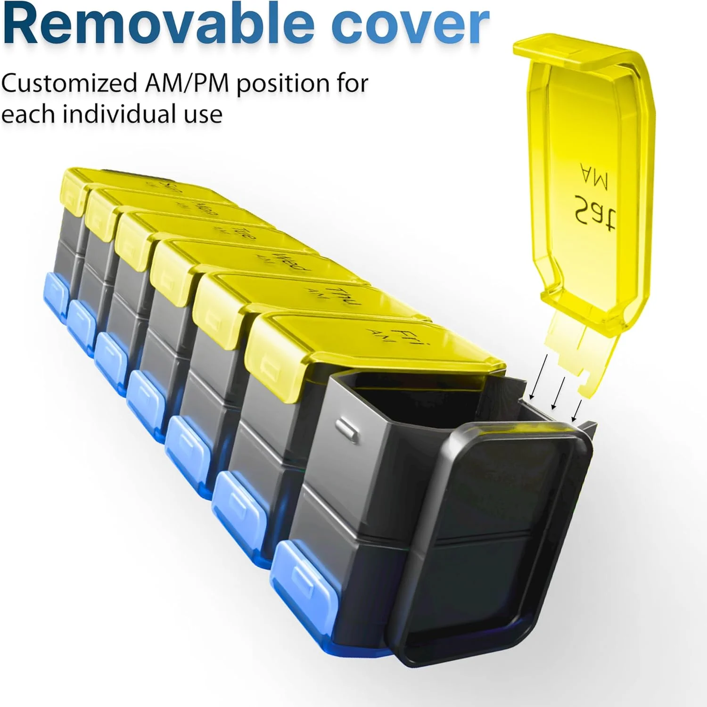 Large Weekly Pill Organizer 2 Times a Day - XL Pill Case Am Pm - Big Pill Box 7 Day Oversized Daily Vitamin Organizer Jumbo Pill Container Twice a Day Medicine Supplement Dispenser Yellow and Blue
