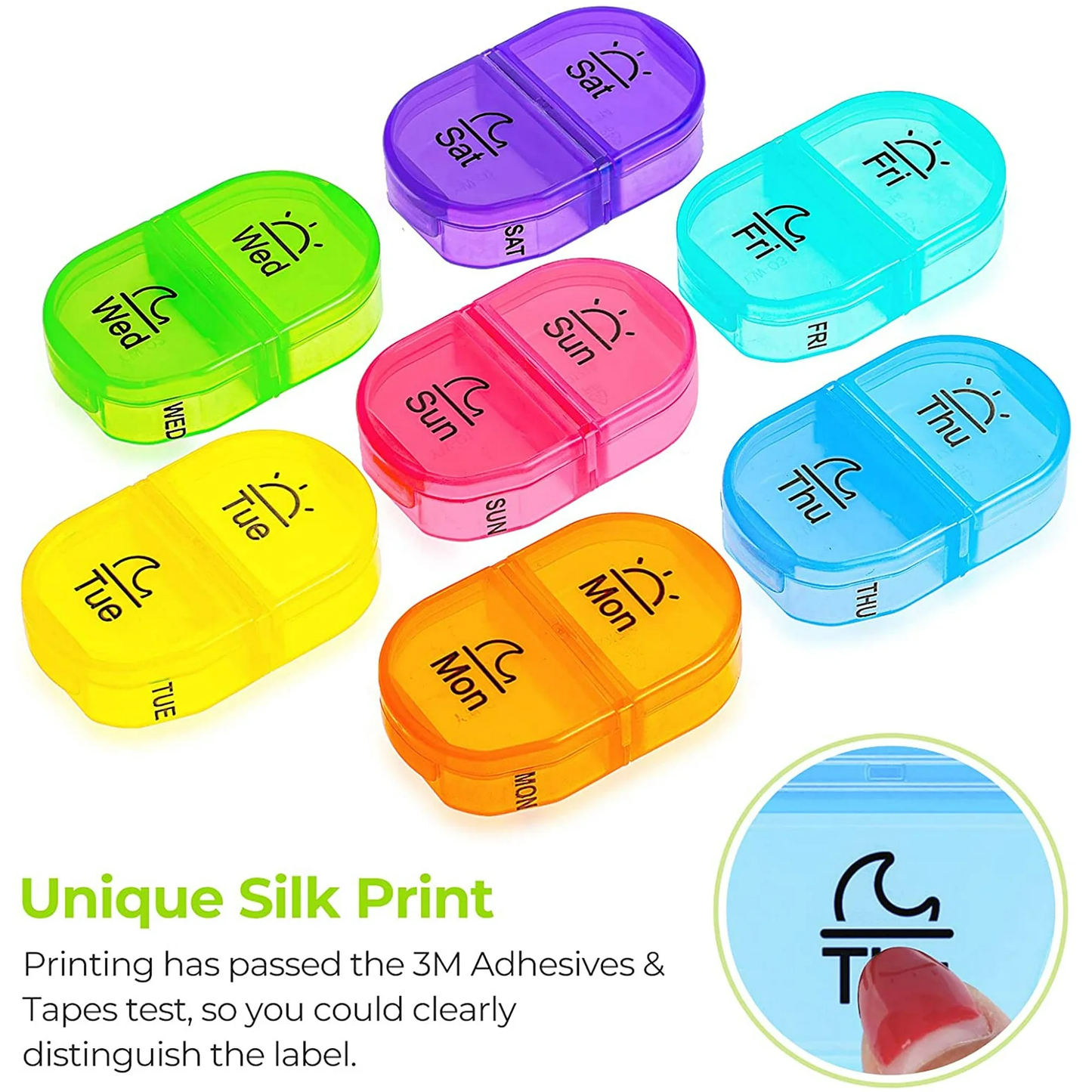 IDFINE Pill Box 2 Times a Day, Weekly Pill Organizer AM PM with 7 Daily Pocket Case to Hold Vitamin, Medicine, Medication, and Supplement