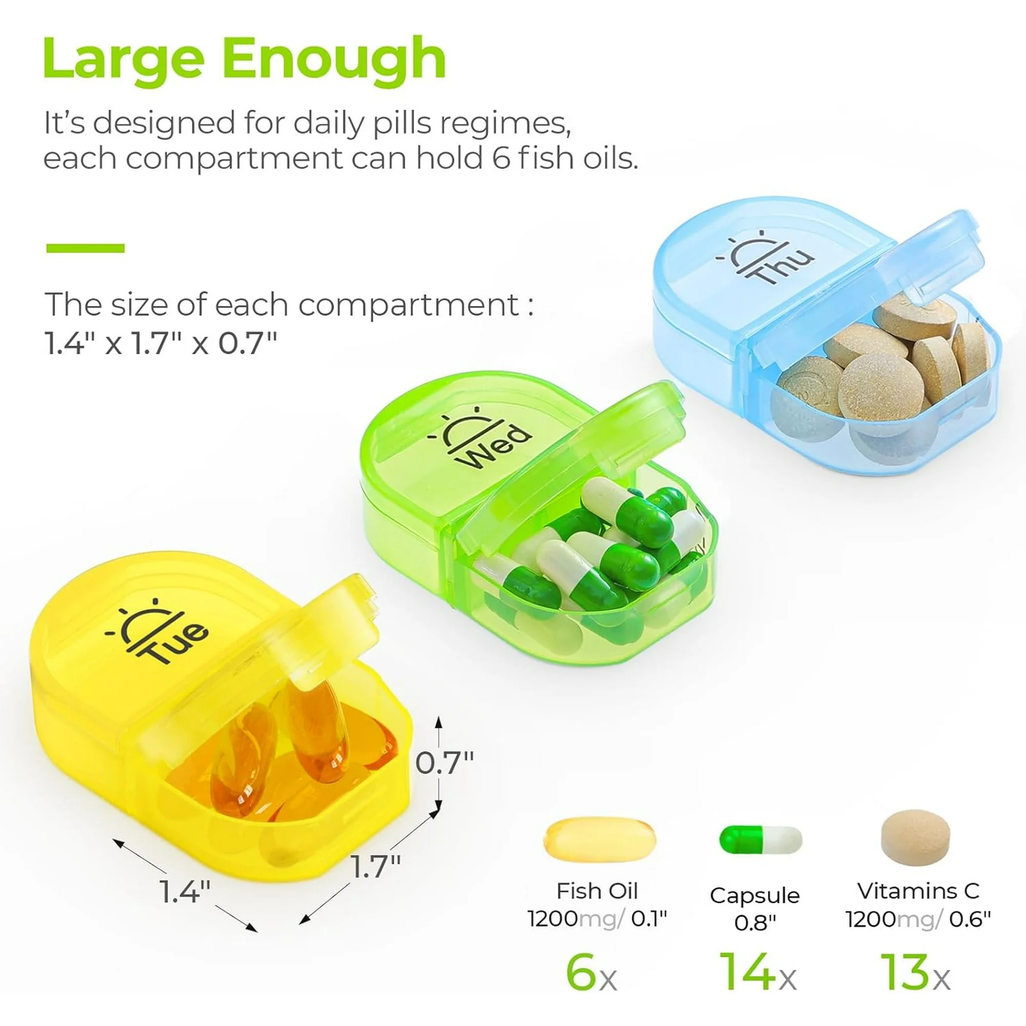 IDFINE Pill Box 2 Times a Day, Weekly Pill Organizer AM PM with 7 Daily Pocket Case to Hold Vitamin, Medicine, Medication, and Supplement