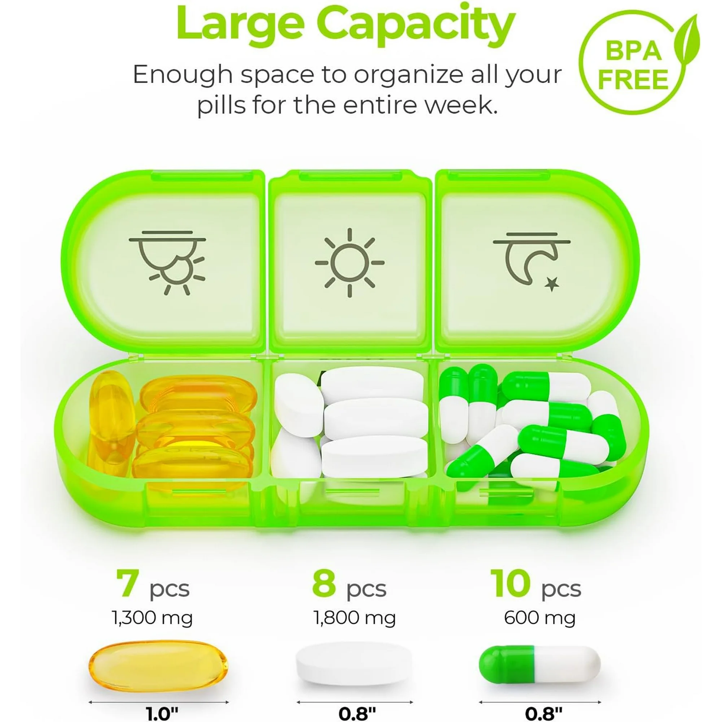IDFINE Weekly Pill Organizer 3 Times a Day, Large 7 Day Pill Box 3 Times a Day with Separate Container, Portable Pill Case for Medication, Vitamins, Fish Oil and Supplements