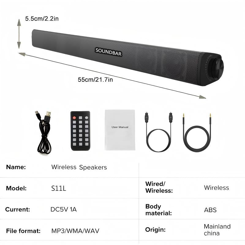 LOOKFUN Sound Bar for Smart TV, Soundbar with Bluetooth/Opt/AUX Connect, Volume Boost, 3 Equalizer Modes, for TV/PC/Gaming/Projectors