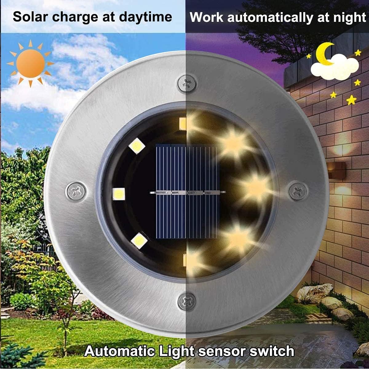 Solar Ground Lights, Waterproof Solar Garden Lights, Upgraded Outdoor Garden Waterproof Bright in-Ground Lights, Landscape Lights for Pathway,Yard,Deck,Lawn,Patio,Walkway (6 Pack Warm Light)