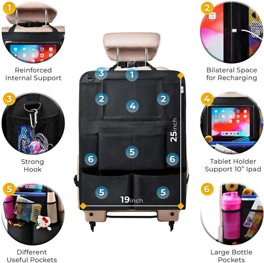 2 Pack Backseat Car Organizer, with 9 Storage Pockets 2 Pack, Black