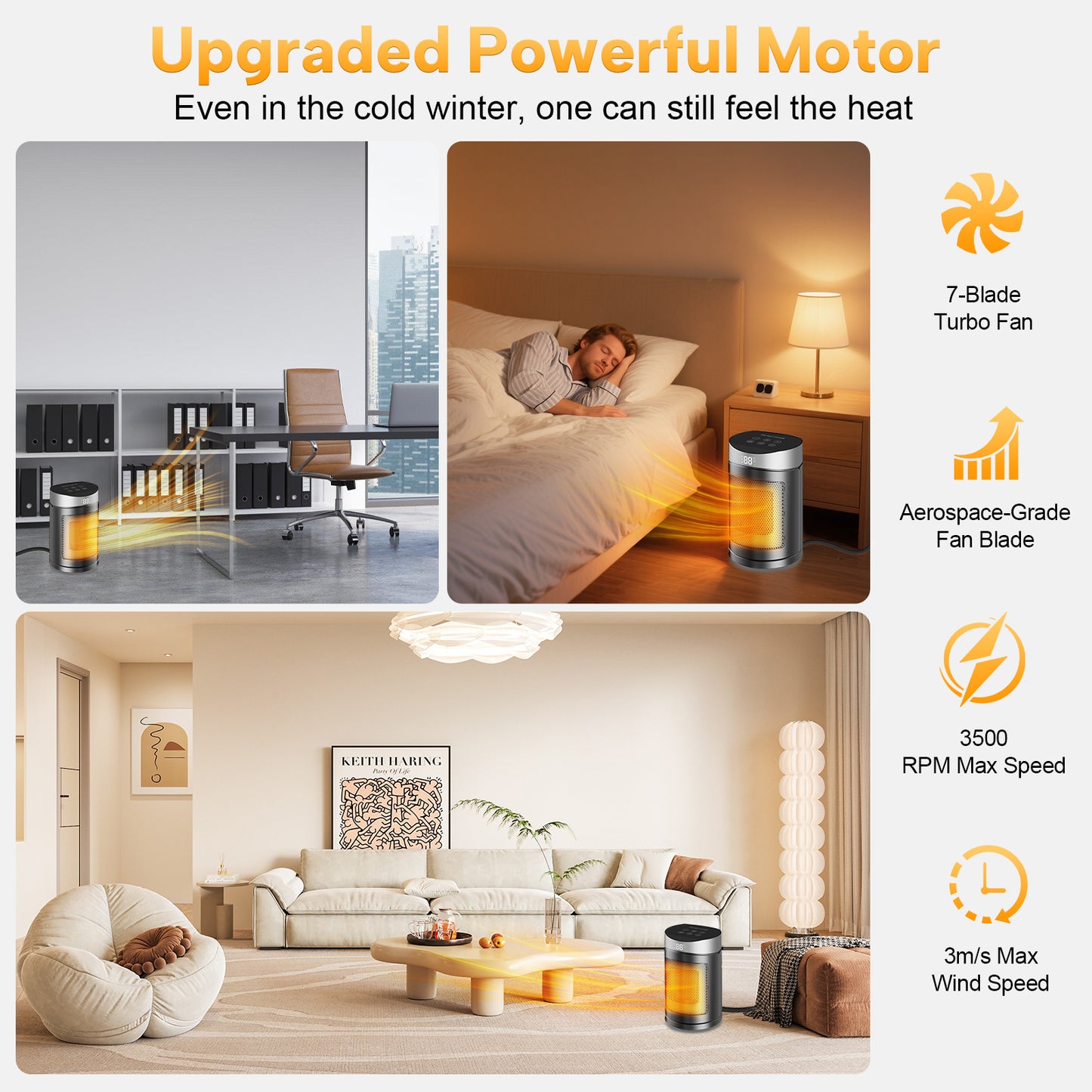 Space Heater, IRINNA Small Portable Electric Heaters for Indoor Use with Thermostat and Remote, 70°Oscillation, 12H Timer, 4 Modes, 1200W PTC Ceramic Fast Safety Heat for Office Bedroom Home