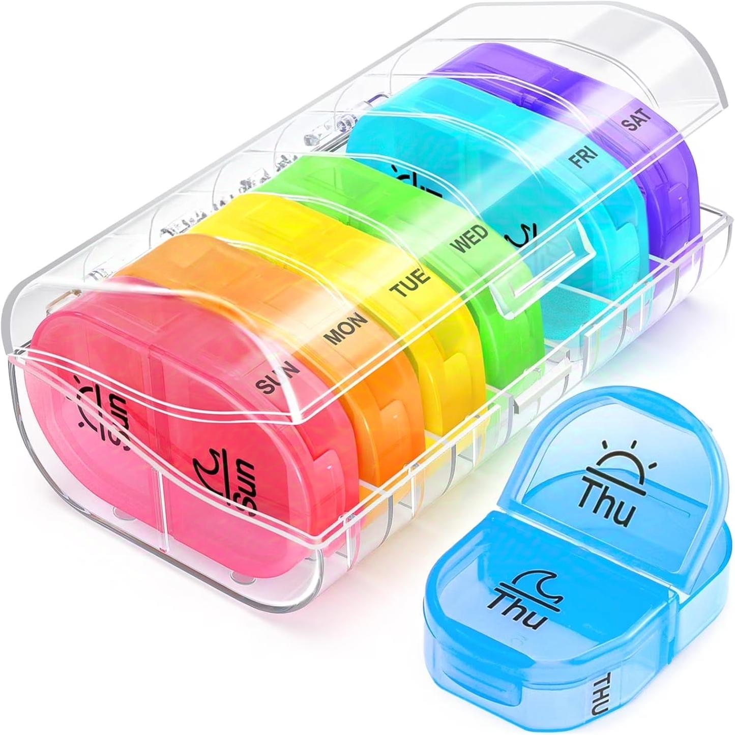 IDFINE Pill Box 2 Times a Day, Weekly Pill Organizer AM PM with 7 Daily Pocket Case to Hold Vitamin, Medicine, Medication, and Supplement