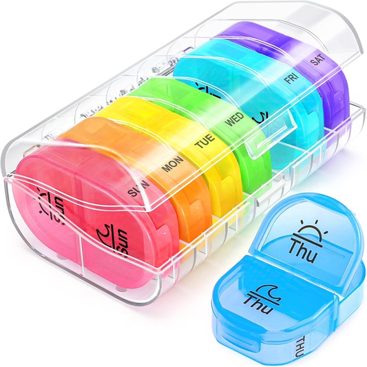 IDFINE Pill Box 2 Times a Day, Weekly Pill Organizer AM PM with 7 Daily Pocket Case to Hold Vitamin, Medicine, Medication, and Supplement