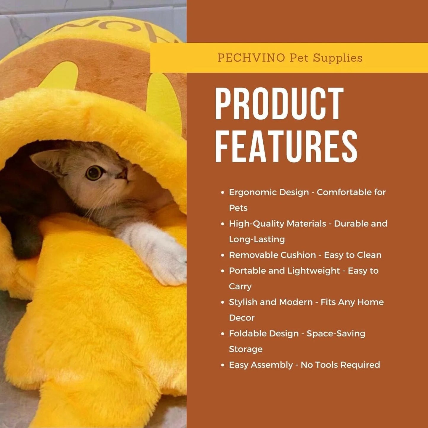 Cat Bed Honey Pot Cat Bed for Indoor - Comfortable Memory Foam Pet Furniture with Cat House Tent - with Removable Washable Cushioned Pillow, Cute Soft Self Warming Kitten beds for Breeds