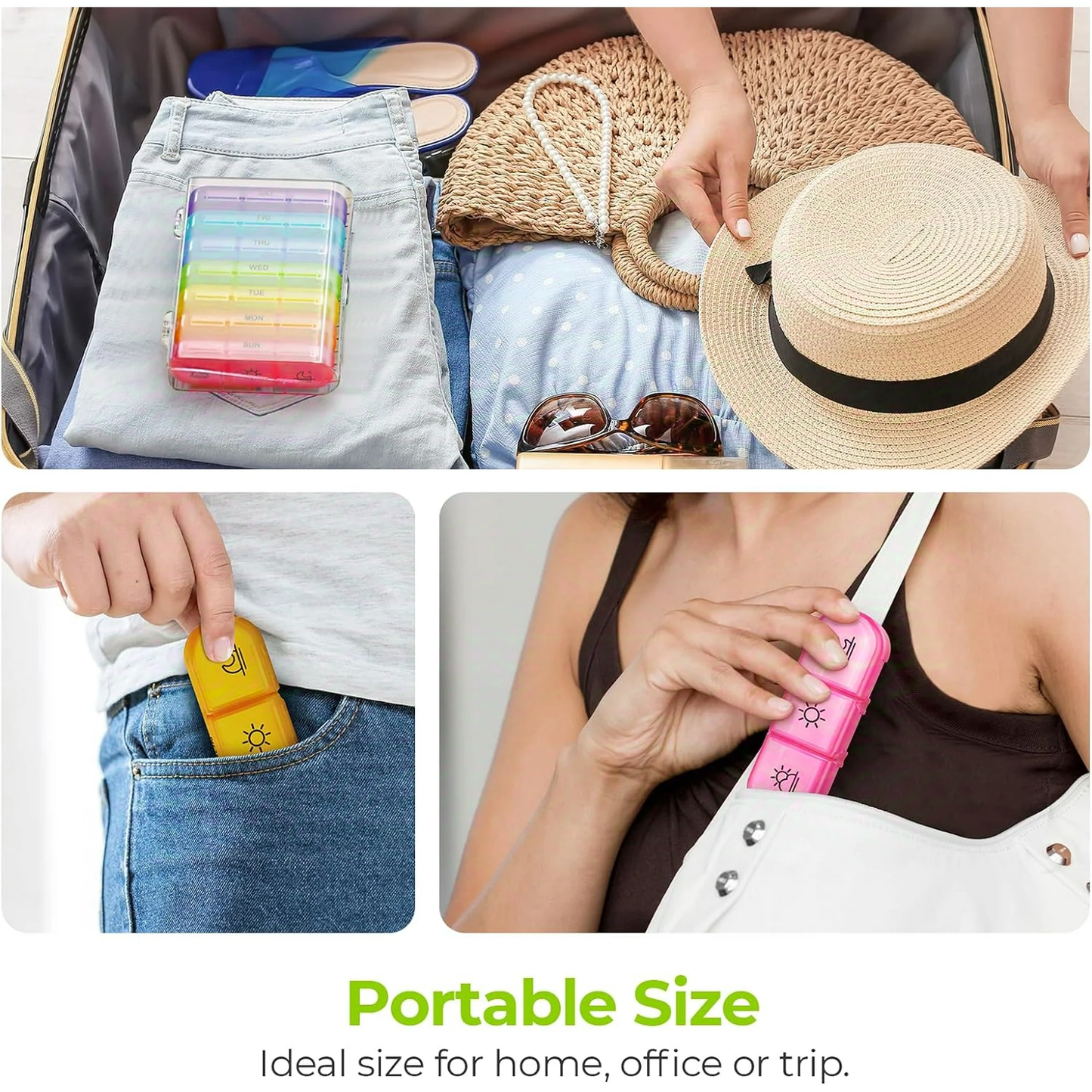 IDFINE Weekly Pill Organizer 3 Times a Day, Large 7 Day Pill Box 3 Times a Day with Separate Container, Portable Pill Case for Medication, Vitamins, Fish Oil and Supplements