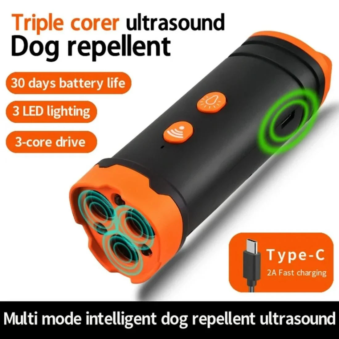 Ultrasonic Dog Barking Control Devices | 50FT w/Two Sonic Sensors | Anti Barking Device & Dog Bark Deterrent | Dog Whistle to Stop Barking | Better Than Shock Collar or Dog Training Collar, Orange