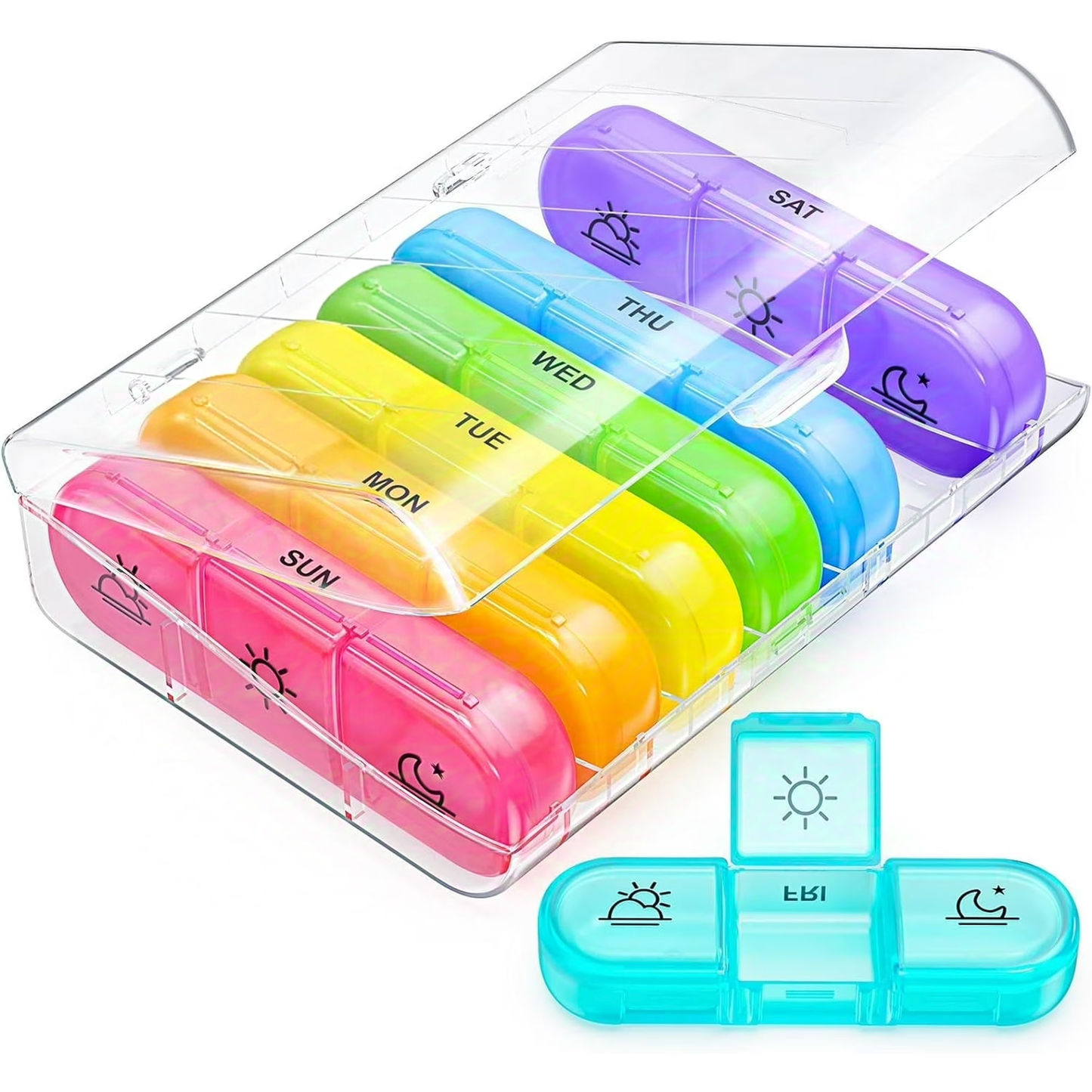 IDFINE Weekly Pill Organizer 3 Times a Day, Large 7 Day Pill Box 3 Times a Day with Separate Container, Portable Pill Case for Medication, Vitamins, Fish Oil and Supplements