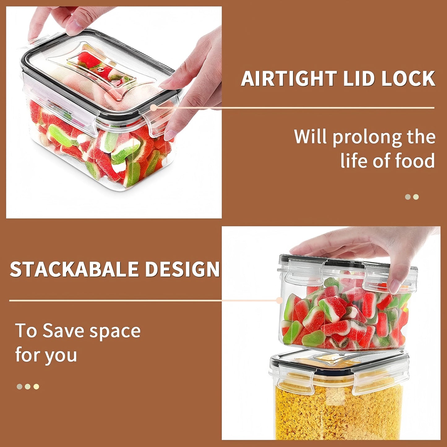 16 pcs Airtight Food Storage Containers, Flour Canisters, for Kitchen Organization