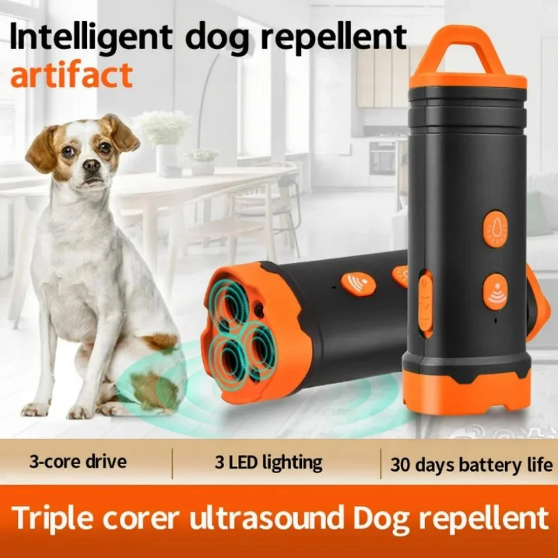 Ultrasonic Dog Barking Control Devices | 50FT w/Two Sonic Sensors | Anti Barking Device & Dog Bark Deterrent | Dog Whistle to Stop Barking | Better Than Shock Collar or Dog Training Collar, Orange