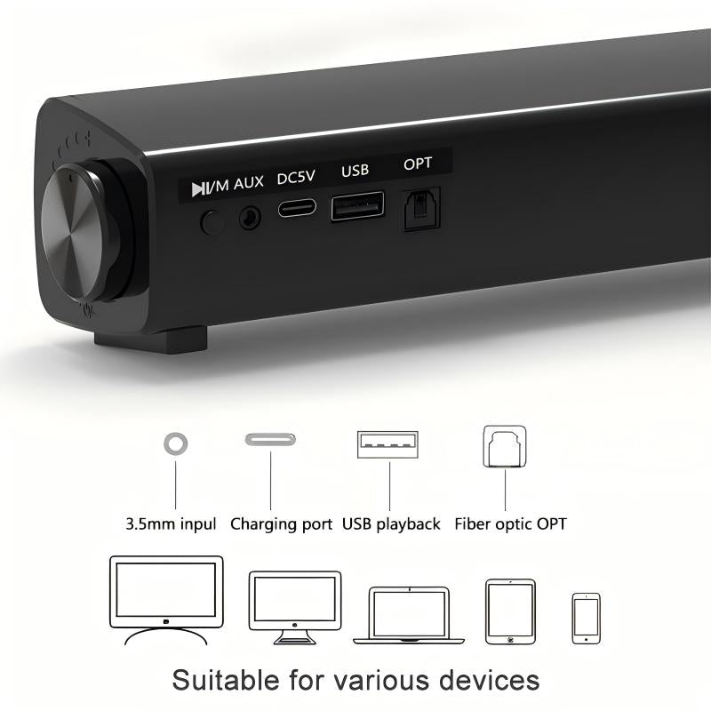 LOOKFUN Sound Bar for Smart TV, Soundbar with Bluetooth/Opt/AUX Connect, Volume Boost, 3 Equalizer Modes, for TV/PC/Gaming/Projectors